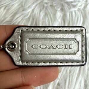 1.5" COACH Silver Fob Bag Charm Hang tag Hangtag